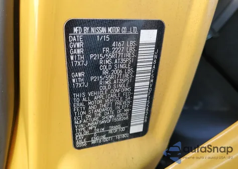 2015 Nissan Juke S z USA, uszkodzony, nr VIN JN8AF5MV0FT558268